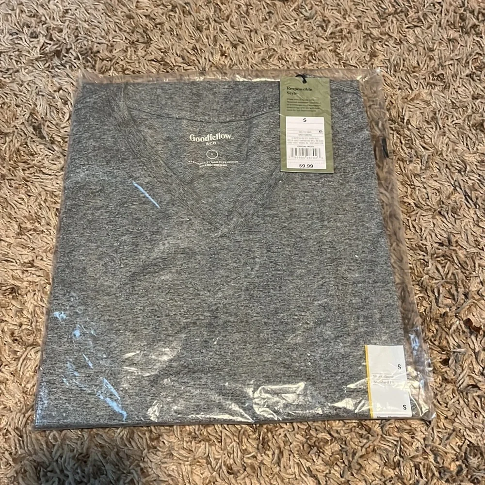 Goodfellow &Co Mens Vneck Grey Shirt Short Sleeve Small NWT - Picture 5 of 6